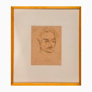 1920s Italian Signed Drawing Portrait