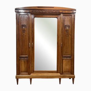 Art Deco Mirrored Bedroom Wardrobe in Walnut and Elm Burl, 1930s