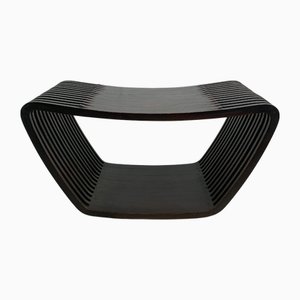 Vintage Dutch Slatted Wooden Wavy Curvy Coffee Table, 1970s