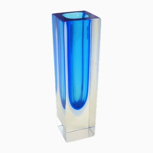 Small Turquoise Blue Sommerso Vase in Murano Glass, 1960s