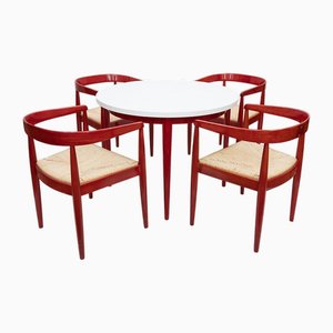 Tavolo da pranzo con sedie, Scandinavia, anni '60, set di 5
