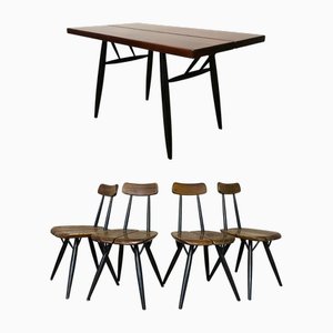Vintage Table and Pirkka Chairs by Tapiovaara for Laukaan Puu, Set of 5
