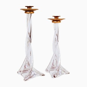 Candelabros Sèvres franceses de cristal, años 70. Juego de 2