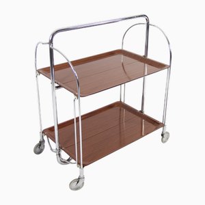 Mid-Century Modern Foldable Trolley in Chrome Stell and Formica, 1960s