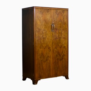 Art Deco Walnut and Walnut Veneer Compact Wardrobe, 1930s