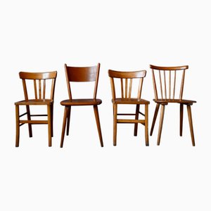 Vintage Mixed Bistro Chairs in Wood, Set of 4