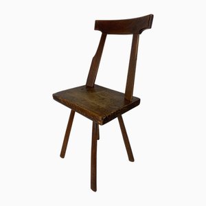Antique Hand Crafted Brutalist Farm House Side Chair, 1890s
