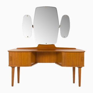 Mid-Century Scandinavian Dressing Table with Adjustable Mirrors and Tambour Doors, Norway, 1970s