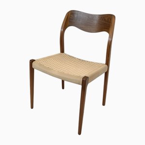 Model 71 Dining Chair in Walnut and Paper Cord by Niels Otto Møller for J.L. Møllers, 1950s