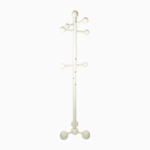 Italian White Laquered Wood Coat Rack in the style of O. Borsani, 1970s