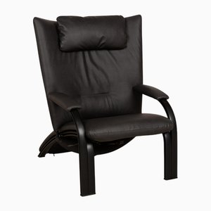Spot 698 Vegan Leather & Metal Frame Armchair in Black Black-Grey from WK Wohnen