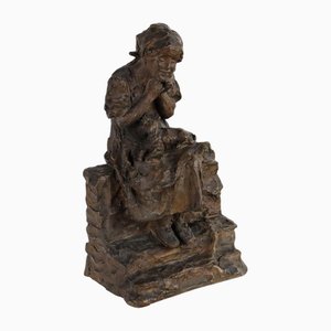 Young Peasant Girl in Bronze by Giulio Branca