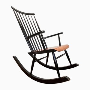 Sedia a dondolo Mid-Century attribuita a Varjonen Puunjalostus per Uusikylä, Finlandia, anni '60