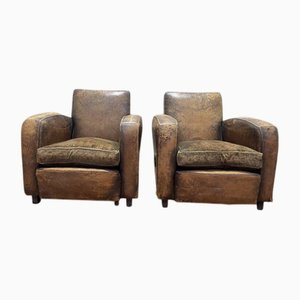 Leather Club Chairs, Set of 2
