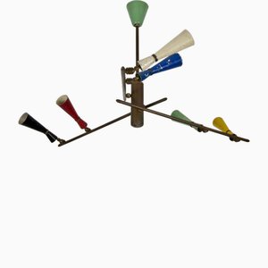 Bunter Sputnik Kronleuchter Stilnovo zugeschrieben, 1950er