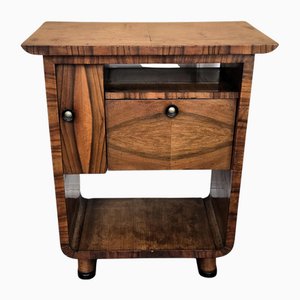 Mid-Century Art Deco Italian Walnut Carved Legs Dry Bar Side Cocktail Table, 1940s