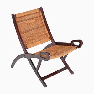 Ninfea Hand-Woven Folding Chair attributed to Gio Ponti for Fratelli Reguitti, Italy, 1950s