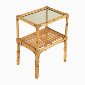 Moderne Midcentury Beistelltische aus Bambus & Glas, 1970er, 2er Set
