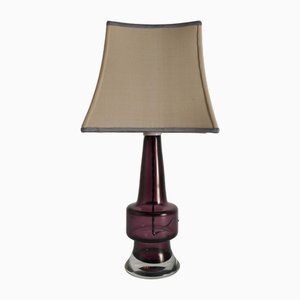 Violette Mid-Century Tischlampe aus Kristallglas von Kosta, 1960er