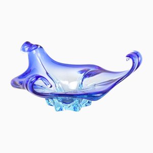 Mid-Century Murano Sommerso Blue Glass Bowl, Italy, 1960s