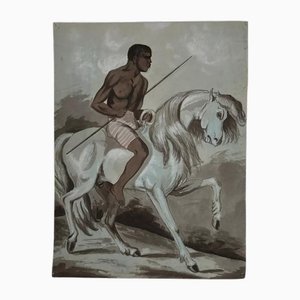 Forgeoux, Cavalier à cheval, XIXe siècle, Dessin