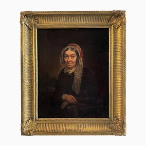 Une Femme avec une Coiffe et une Dentelle, Fin du 19ème Siècle, Tableau, Encadré
