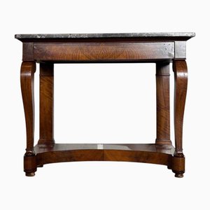 Antique Console Table in Walnut and Marble
