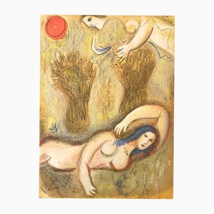 Marc Chagall, Boaz Wakes Up and Sees Ruth at His Feet, Lithograph