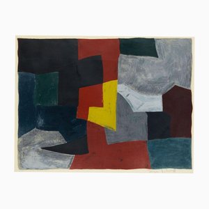 Serge Poliakoff, Composition Grey, Red and Yellow L27, 1960, Lithograph