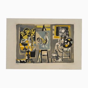 Antoni Clavé, The Woman-Painter with a Rooster, 1951, Lithograph
