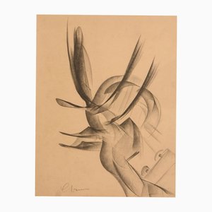 Jean Chauvin, Untitled, 1970, Charcoal Drawing