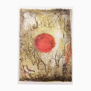 Zao Wou Ki, Rote Sonne, 20. Jh., Lithographie