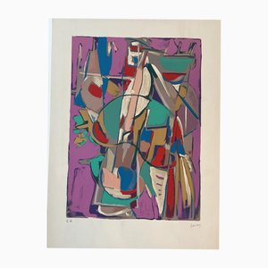 André Lanskoy, Abstract Composition with Pink Background, 1964, Lithograph