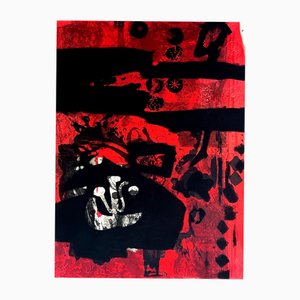 Antoni Clavé, Warrior with Red Background, 1970, Engraving