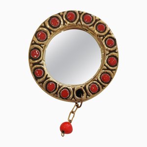 Red Ceramic Mirror, 1950s