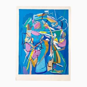 André Lanskoy, Composition in Blue, Lithograph