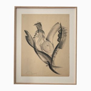 Jean Chauvin, Untitled, 1970s, Charcoal Drawing