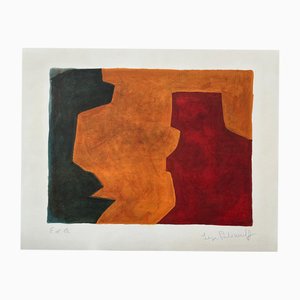 Serge Poliakoff, Komposition L58 in Grün, Orange und Weinrot, 1963, Lithographie