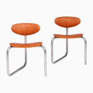 Yoga Stühle aus patiniertem Leder von Erik Magnussen, 1970er, 2er Set