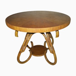 Table Basse Circulaire en Bambou, 1960s
