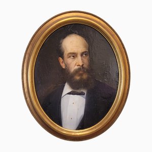 French School Artist, Male Portrait, 1800s, Oil on Board, Framed