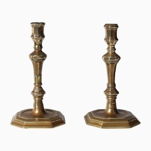 Antike französische Kerzenhalter aus Kupfer, 1800, 2er Set