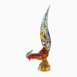 Figura de faisán de cristal de Murano, Italia, años 60