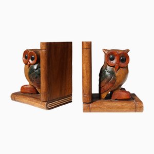 Fermalibri Art Déco in legno, Francia, anni '20, set di 2