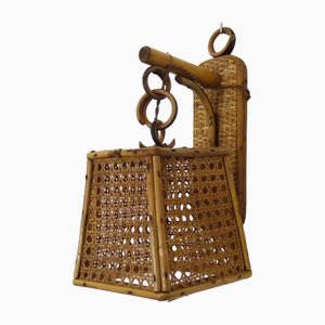 Lantern Wall Light in Rattan and Canework, 1960s