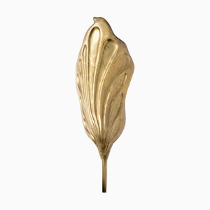 Vintage Italian Leaf Brass Sconce by Tommaso Barbi