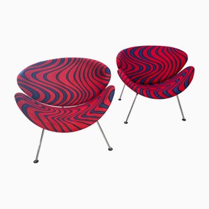 Set of Vintage Orange Slice Chairs by Pierre Paulin for Artifort, 1970s