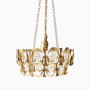 French Pendant in Gilded Metal and Glass
