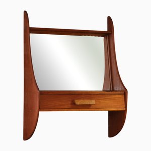 Dänischer Spiegel mit Regal und Schublade aus Teak, 1960er
