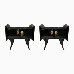 Goldene Muschel Nachttische, 2er Set
